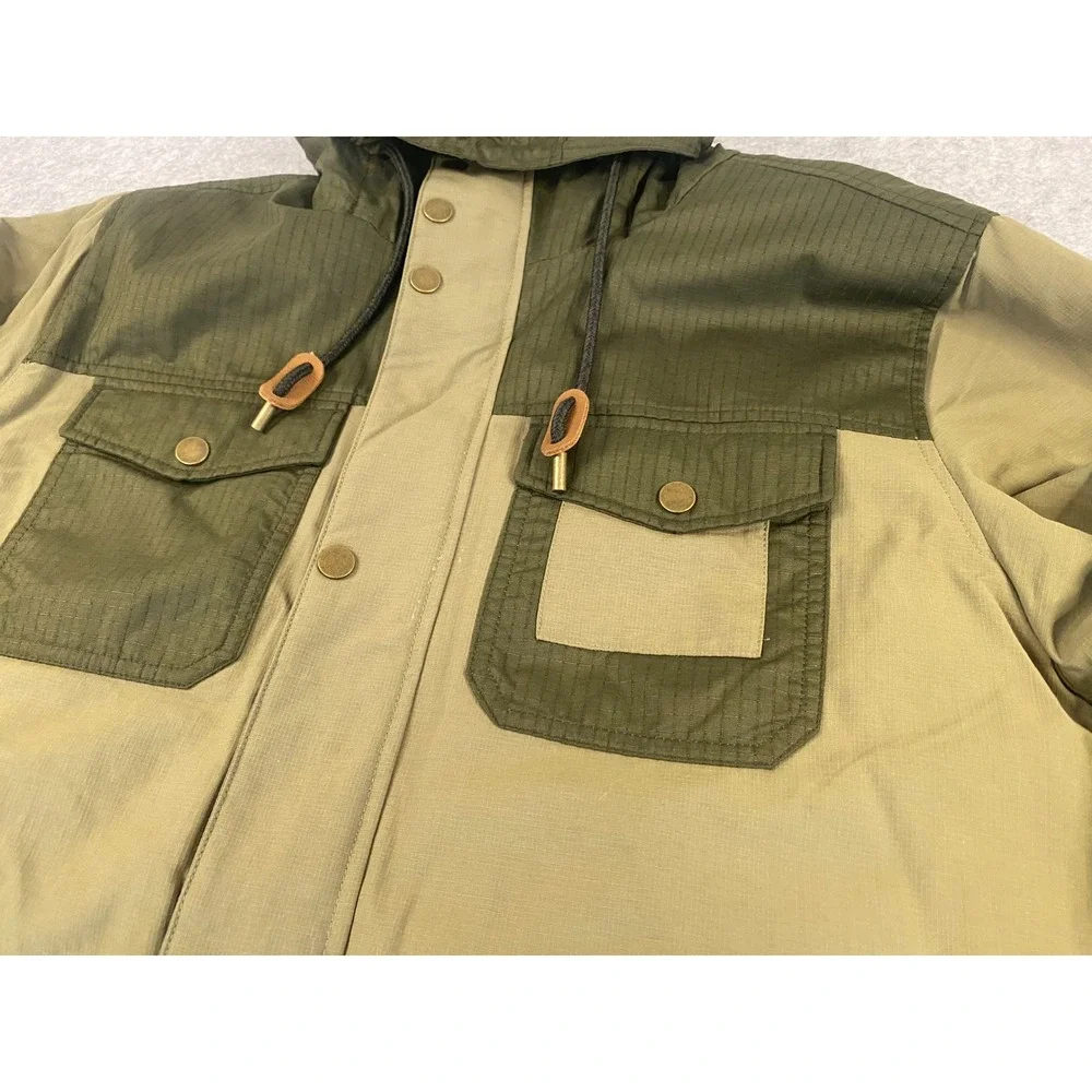 Burton Durable Goods Mens Small Frontier Hooded Parka Olive Sherpa Lined Ripstop